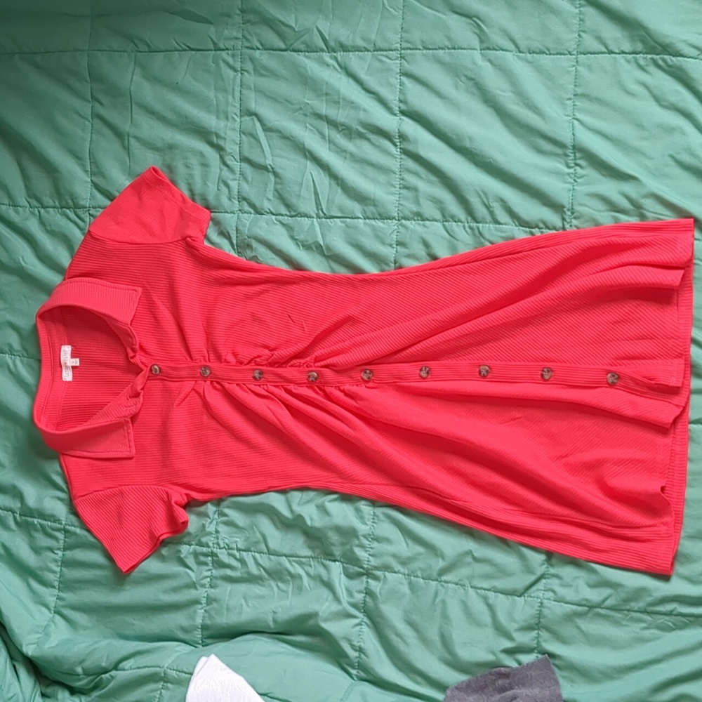 Red collared dress